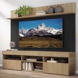 Rack com Painel TV 65' Madri Multimóveis  e Prateleira Rustic/Preto