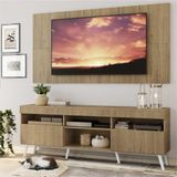 Rack com Painel TV 65' Londres Multimóveis Pés Retrô e 2 portas Rustic/Branco