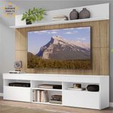 Rack com Painel TV 65' Madri Multimóveis Branco/Rustic com Suporte e Prateleira Branca