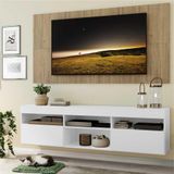 Rack c/ Painel TV 65' Suspenso e 2 portas Londres Multimóveis Branco/Rustic