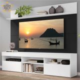Rack com Painel TV 65' Madri Multimóveis com Suporte e Prateleira Branco/Preto