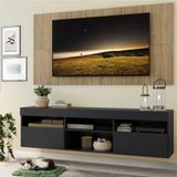 Rack c/ Painel TV 65' Suspenso e 2 portas Londres Multimóveis Preto/Rustic