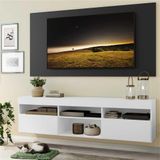 Rack c/ Painel TV 65' Suspenso e 2 portas Londres Multimóveis Branco/Preto