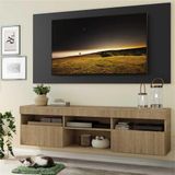 Rack c/ Painel TV 65' Suspenso e 2 portas Londres Multimóveis Rustic/Preto