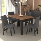 Conjunto Mesa De Jantar 120 Cm Com 4 Cadeiras Tokio Multimóveis Ex1004 Preto/madeirado/grafite