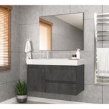 Gabinete Banheiro Com Cuba E Espelheira 80cm Multimóveis Cr10074 Carbono