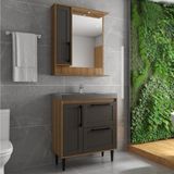 Gabinete Banheiro Com Cuba E Espelheira 80cm Multimóveis Cr10065 Mel/branco