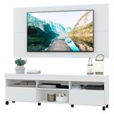 Rack Com Rodízios E Painel Para Tv Até 65&quot; Multimóveis Londres Fg3335 Branco