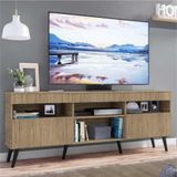 Rack TV 65' com Pés Retrô e 2 Portas Paris Multimóveis Rustic/Preto