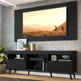 Rack com Painel para TV até 65" e Pés Retro Flórida Multimóveis Preto