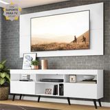 Rack c/ Painel e Suporte p/ TV 65' e Pés Retrô Flórida Multimóveis Branco/Preto