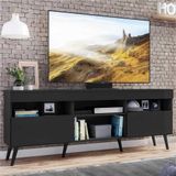 Rack TV 65' com Pés Retrô e 2 Portas Paris Multimóveis Preto