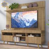 Rack com Painel e Suporte TV 65' Madri Multimóveis Rustic com Prateleira e Pés Retrô Natural