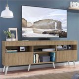 Rack TV 65' com Pés Retrô e 2 Portas Paris Multimóveis Rustic/Branco