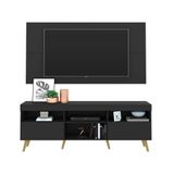 Rack Retrô Com Painel Para Tv Até 65&quot; Multimóveis Flórida Fg3133 Preto/natural
