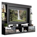Rack Estante c/ Painel TV 65' e Espelho Oslo Multimóveis Preto