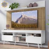 Rack com Painel e Suporte TV 65' Madri Multimóveis Branco/Rustic com Prateleira e Pés Retrô Branco
