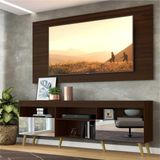 Rack c/ Painel p/ TV 65', espelho e pés retrô Flórida Multimóveis Duna/Natural