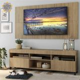 Rack c/ Painel e Suporte TV 65' Rodízios e 2 portas Londres Multimóveis Rustic