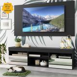 Rack com Espelho, Painel TV 65' e 2 Portas Londres Multimóveis Preto