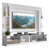 Rack c/ Painel TV 65' Portas c/ Espelho Oslo Multimóveis Branco/Lacca Fumê