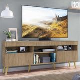 Rack TV 65' com Pés Retrô e 2 Portas Paris Multimóveis Rustic/Natural