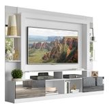 Rack Estante c/ Painel TV 65' e Espelho Oslo Multimóveis Branco/Preto