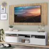 Rack c/ Painel e Suporte TV 65' 2 portas Londres Multimóveis Branco/Rustic