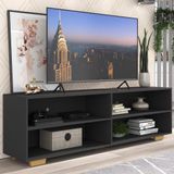 Rack Para Tv 75&quot; Com Pés Jazz Multimóveis Mp1018 Preto/natural