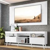 Rack c/ Painel p/ TV até 65' e Pés Retrô Flórida Multimóveis Branco