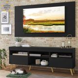 Rack c/ Painel e Suporte TV 65' Londres Multimóveis Pés Retrô Preto/Natural
