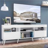 Rack TV 65' com Pés Retrô e 2 Portas Paris Multimóveis Branco