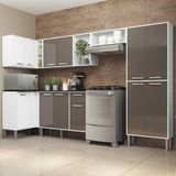 Cozinha Completa com Armário e Balcão com Tampo 6 peças Xangai Zouk Multimóveis Branca/Lacca Fumê