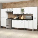 Cozinha Completa Compacta c/ Armário e Balcão c/ Tampo 7 pçs Xangai Blues Multimóveis Branca