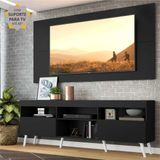 Rack c/ Painel e Suporte p/ TV 65' e Pés Retrô Flórida Multimóveis Preto/Branco