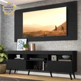 Rack c/ Painel e Suporte p/ TV 65' e Pés Retrô Flórida Multimóveis Preto