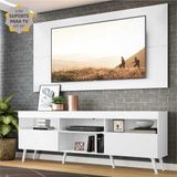 Rack c/ Painel e Suporte p/ TV 65' e Pés Retrô Flórida Multimóveis Branco