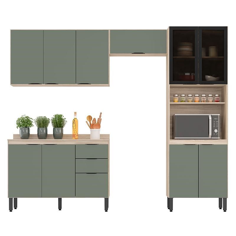 Cozinha Modulada Composição 2 Firenze 4 Peças Avena/menta - Demóbile