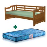 Sofá Cama Madeira Maciça Solteiro Castanho Shop Jm Com Colchão Gazin