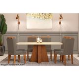 Sala De Jantar Completa Maite C Tampo Madeirado C Vidro 160cm 6 Cadeiras Laura Savana Off White Joli Cimol