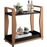 Carrinho Bar Para Sala Espelhado 90cm Prince H01 Preto/nature - Mpozenato