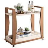 Carrinho Bar Para Sala Espelhado 90cm Prince H01 Off White/nature - Mpozenato