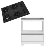 Kit Cozinha Balcão 1 Porta Branco Com Nicho Para Forno E Cooktop Mueller 4 Bocas Ultra Chama