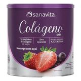 Suplemento Em Pó Sanavita Colágeno Hidrolisado 300g Sabor Morango E Açaí