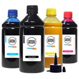 Kit 4 Tintas para Epson L575 Ecotank CMYK Aton Pigmentada 500ml