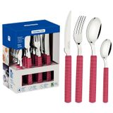 Faqueiro Tramontina Bliss Com Lâminas Em Aço Inox E Cabos De Polipropileno Viva Magenta 16 Peças Tramontina