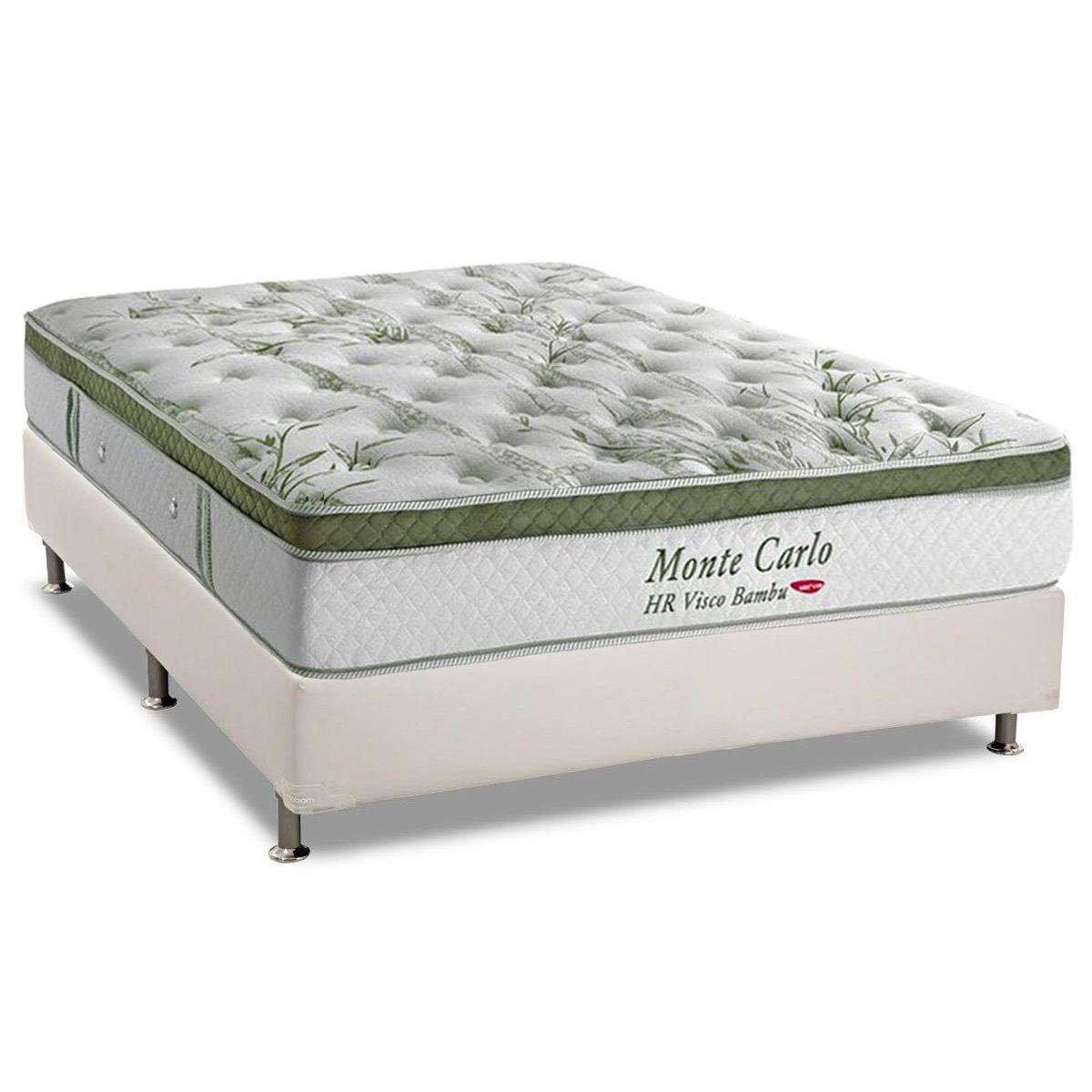 Cama Box Casal Colchao Molas Herval Masterpocket Ensacadas Monte Carlo Visco Base Crc Courano White 138x188