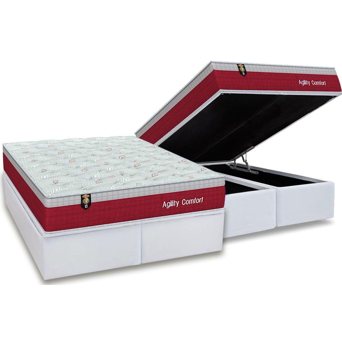 Cama Box Bau King Colchao Molas Orthoflex Masterpocket Ensacadas Agility Confort Base Crc Courano White 193x203