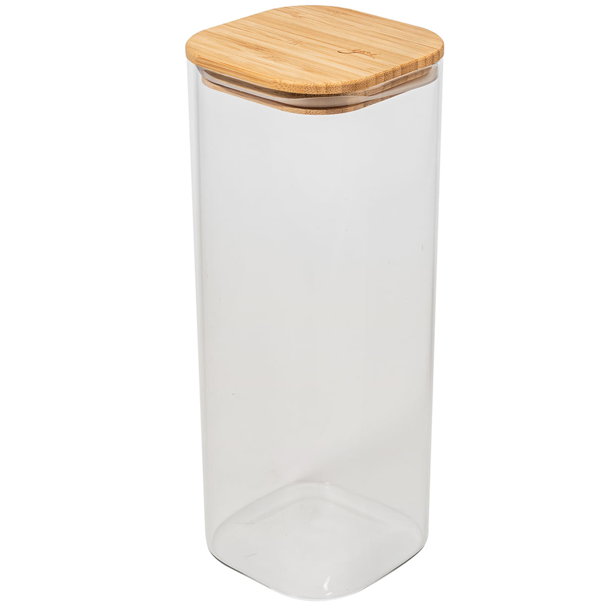 Pote Hermético Quadrado De Vidro Com Tampa De Bambu 2050ml Porta Mantimento Extra Grande Yoi