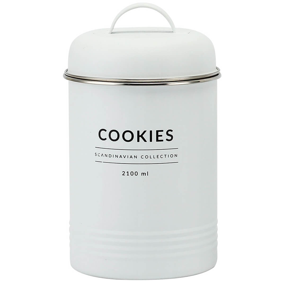 Lata Porta Condimento De Metal Porta Biscoitos 2100ml Copenhag Yoi Cookies Branco Fosco